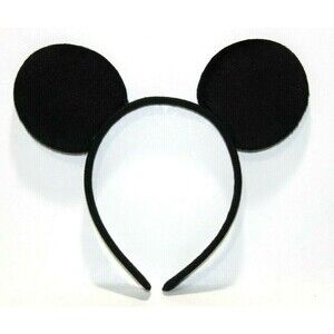 Disney Mickey Mouse Ears Headband Plain Black Plush Ears One Size Kids Adults